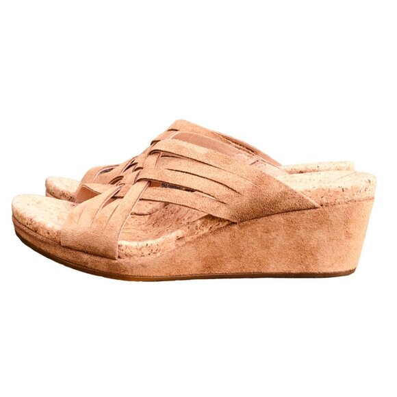 UGG Womens Lilah Wedge Sandals Chestnut Suede Mules Cork Footbed US 10 EU 41 NIB - Picture 4 of 8